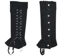 GORGECRAFT 2 Funda para Botas Pirata Polainas Medievales Botas Renacentistas Vintage Envolturas para Piernas Piel Sintética Negra Ajustable Cubierta para Zapatos Halloween Caballero Cosplay