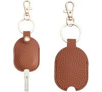 GORGECRAFT 2 Funda para Llave de Piel Sintética Marrón Rectangular de Repuesto para Llavero Funda Protectora para Llavero con Cierre de Anilla de Hierro de Aleación Dorada para Llaves Rotas