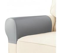 GORGECRAFT 2 Funda Reposabrazos de Sofá con Aspecto de Piel Sintética Color Gris Impermeable de Imitación de Piel Estilo Vintage Elástica Sofá Silla Protector de Fundas Elásticas Sillón.