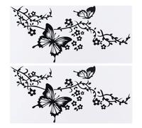 GORGECRAFT 2 hoja de Pegatinas de Mariposa para Coche Diseño de Mariposas Besándose Flores Vinilo Impermeable Pegatinas para Coche Decoración Exterior para Auto Camión SUV Arte de Pared Portátil Negro