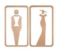 GORGECRAFT 2 letrero para Puerta de Inodoro Letreros de Identificación de Baño para Damas Y Caballeros Letrero de Baño para Hombres Y Mujeres Sin Perforación Pegatinaspara Restaurante de Negocios Oro