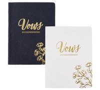 GORGECRAFT 2 Libro de Votos de Boda de Cuero con Letras Doradas Y Flores, Folletos de Votos de Boda de 3.9x5.2.(0) in, Libros de Visitas de Boda, Elementos Esenciales para Ceremonia de Boda