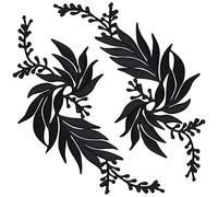 GORGECRAFT 2 par 4 Piezas Parches Bordados Flores de Hoja de Hierro Apliques de Encaje Flores Parches Naturales Adecuados para Ropa Vestido Sombrero Pantalones Costura Artesanía Decoración (Negro)
