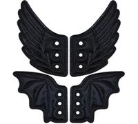 GORGECRAFT 2 par de Adornos de Alas de Zapatos Negros Dijes de Tela Zapatos de Alas de Ángel Accesorios de Encaje para Botas de Halloween Patines Zapatillas de Deporte Rodillo Deportivo de Lona