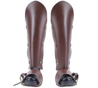 GORGECRAFT 2 pieza de Cubrebotas de Pirata Medieval Polainas de Protección para Piernas de Vikingo Renacentista de Piel Sintética Marrón Coco con Hebilla de Cinturón Ajustable Steampunk para Halloween