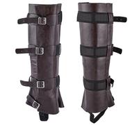GORGECRAFT 2 Pieza de Protectores de Piernas de Caballero Medieval Cubrebotas de Piel Sintética Renacentista Polainas de Piernas de Caballero Vikingo Hebilla de Cinturón Ajustable Steampunk Marrón