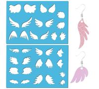 GORGECRAFT 2 Plantilla de Alas de Ángel de 13x9cm Forma de Alas de Ángel Acrílicas Plantilla de Joyería Plantillas de Cuero Reutilizables Recortadas para Aretes Cabujones Pulseras Aretes Suministros