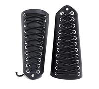 GORGECRAFT 2 Pulsera de Cuero para Hombre, Armadura Medieval, Muñequera Vikinga, Protector de Brazo, Hebilla de Tiro con Arco, Brazaletes de Cuero Unisex, Kit de Disfraz de Joyería (Negro)