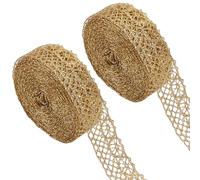 GORGECRAFT 2 Rollo de 9 m de Encaje Dorado con Ribete de Hilo Metálico de 22.5mm Cinta de Ganchillo para Manualidades Costura Regalo Envoltura de Ropa Hecha A Mano de Bodas Álbumes de Recortes.
