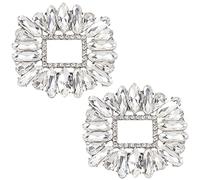 GORGECRAFT 2 UNIDS Clip de Zapato de Plata Zapatos Joyería Decoración Rectángulo Hebilla de Zapato de Cristal con Diamantes de Imitación de Cristal para Decoración de Zapatos, sin clips