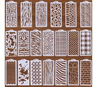 GORGECRAFT 20 Plantilla de Textura de Arte de Medios Mixtos Reutilizable Plantilla de Estampado de Vaca con Salpicaduras de Ladrillo de Leopardo Plantillas de Borde En Capas Abstractas para Pintar