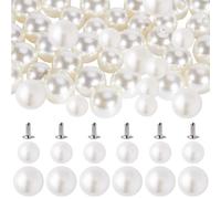 GORGECRAFT 200 Juego 2 tamaños de Botones de Perlas de Plástico Remaches de Perlas Blancas Pernos Redondos de Plástico con Alfileres Kit para Ropa Sombreros Bolsas Adornos para Zapatos Manualidades