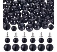 GORGECRAFT 200 juego 2 tamaños de Remaches de Perlas Botones de Perlas de Plástico Redondos Negros Kit de Pernos con Alfileres para Ropa Bolsos Adornos para Zapatos Manualidades Costura Suministros