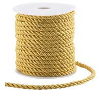 GORGECRAFT 20m*5mm Cordón Trenzado Adorno Cuerda de Seda Torcida de Poliéster Hilo Cordón Trenzado Decorativo Cinta de Hilo para Decoración del Hogar Cortina Tieback Tapicería Cordón de Honor Oro