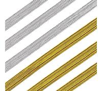 GORGECRAFT 21.8Yds Plata Elástico Ribete Metálico Oro Brillo Cinta Elástica Bandas Trenzadas Banda Elástica Pesada Brillante Correa Cordón Elástico Plano Cordones de Punto Manualidades