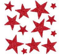 GORGECRAFT 24 Parche Termoadhesivo de Estrella con Forma de Estrella de Resina con Diamantes de Imitación Y Purpurina Roja con Pegamento Caliente Bordado para Reparar Ropa Vaqueros Bolsos Sombreros