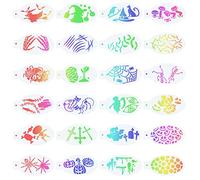 GORGECRAFT 24 Plantillas de Pintura Facial Plantilla de Pintura Corporal Tema de Halloween Calavera Araña Bruja Murciélago Patrón de Calabaza Plantillas de Tatuaje Suave Reutilizables para Cosplay