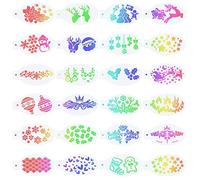 GORGECRAFT 24 Plantillas de Pintura Facial Plantilla de Pintura Corporal Tema de Navidad Elk Santa Calcetín de Navidad Patrón de Hojas de Acebo Plantillas de Tatuaje Suave Reutilizables para Cosplay
