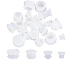 GORGECRAFT 24 tapón de Silicona para Salero Y Pimentero, Tapón de Sal de 7/10/13/16mm Tapas de Repuesto para Botellas Tapones de Corcho Reutilizables con Extremo Redondo para Botellas Tuberías, Blanco