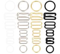 GORGECRAFT 240pz 24 estilos Ganchos de Metal para Sujetador Dorados Plateados Negros Blancos de Hierro Redondos Ovalados Sujetador de Bikini Broches Ganchos de Costura Anillos de Ajuste Deslizadores