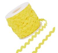GORGECRAFT 27 yarda / 25 m Rick Rack Trim Ribbon Wave Costura Doblado Fringe Trim 5 mm / 0.2 pulgadas para Coser Flores Hacer Boda Fiesta Cinta de Encaje Artesanía (Amarillo)