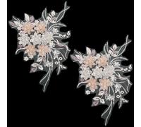 GORGECRAFT 2pz Apliques de Encaje Bordado con Lentejuelas Y Flores de Poliéster 3D con Cristales de Estrás para Coser Parche para Cuello Decoración de Encaje para Vestido de Boda Costura Ciruela