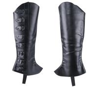 GORGECRAFT 2pz Fundas para Piernas Piratas de Cuero Negro Protectores Medievales para Piernas Polainas Retro Renacentistas Fundas para Botas de Cuero Sintético Envolturas para Botas Halloween Cosplay