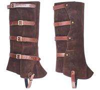 GORGECRAFT 2pz Polainas de Piel Sintética para Piernas Protectores de Piernas de Caballero Medieval Cubiertas de Botas Marrón Coco Armadura de Piernas Vikinga Renacentista Hebilla Halloween Cosplay