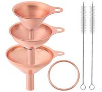 GORGECRAFT 3 Embudo de Acero Inoxidable de Color Oro Rosa Embudo de Metal de Grado Alimenticio Juego Pequeño Mediano Y Grande con Cepillos de Limpieza Recipientes de Cocina Multiusos Embudos