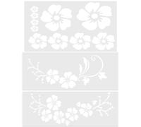 GORGECRAFT 3 Estilos de Pegatinas Hawaianas para Coche Pegatinas Y Calcomanías Reflectantes Blancas de Rama de Hibisco Vinilo Impermeable Decoración Exterior Automotriz para Puertas de Camión