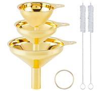 GORGECRAFT 3 Juego de Embudos de Metal Pequeños Acero Inoxidable Dorado para Cocina Embudos de Grado Alimenticio con Cepillos de Limpieza para Botellas de Llenado de Líquidos Especias