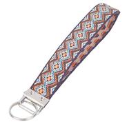GORGECRAFT 3 Llavero de Pulsera con Bordado Floral de Tela Marrón Hecho A Mano para Coche con Anilla de Metal para Mujer.