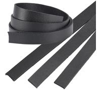 GORGECRAFT 3 Rollo de Cordón de Cuero Plano de 15mm de Ancho Tira de Cuero Genuino de 2mm de Grosor Correa de Cuero Negro Cuerda de Hilo Trenzado para Cinturones Tirador de Cajón Manualidades