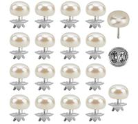 GORGECRAFT 30 juego de Remaches de Perlas Blancas Extraíbles de 12mm Sin Costuras Fáciles de Usar Broches Fijos Botones Decorativos de Perlas Reutilizables Alfileres Ropa de Mujer Camisas Vestidos Sué