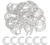 GORGECRAFT 30 Luna de Metal Plateado Ahuecada de 61.5mm Luna de Plata Rústica para Manualidades Adorno de Hierro para Árbol de Navidad Colgar En la Pared Corona Navideña Proyecto de Fiesta de Boda