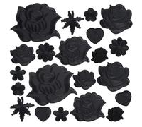 GORGECRAFT 30 Parche de Flores para Planchar 10 Estilos Color Negro Rosa Boho Amor Hoja de Corazón Parche de Reparación de Tela Bordado para Coser En Apliques Florales Jeans Suéter Sombreros Ropa