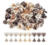 GORGECRAFT 30 UNIDS Tornillo con Remaches Corazón Remaches Bolso Botón Artesanía En Cuero Bolsos Planos Hechos A Mano Stud Mostrado Corazón Prendas Ropa Artesanía Pie En Forma Cabeza de Clavo Tornillo