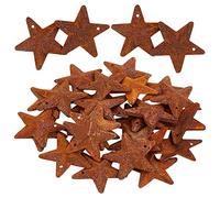 GORGECRAFT 30PCS 1" Vintage Rusty Mini Metal Barn Star Contra Primitivos Pequeñas Estrellas de Acero de Estaño con Agujeros Adorno de Hierro Original Acentos Retro para Patriótico 4 de Julio Farmhouse
