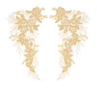 GORGECRAFT 3D Lentejuelas Apliques de Encaje Bordado Coser En Hoja Flores Collar Adorno Parche Motivo Floral Tela Artesanía Decoración Parches para Coser Boda Pantalones Jeans Bolsa Prendas Oro