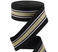 GORGECRAFT 4.3m*40mm Banda Elástica A Rayas Doradas Y Blancas Cintas Elásticas Planas Negras Cinta de Costura para Tejer Correa para Manualidades DIY Pretina Diadema Bolsas Accesorios de Prendas