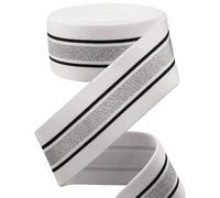 GORGECRAFT 4.3m*40mm Banda Elástica A Rayas Plateadas Y Negras Cintas Elásticas Planas Blancas Cinta de Costura para Tejer Correa para Manualidades DIY Pretina Diadema Bolsas Accesorios de Prendas