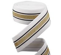 GORGECRAFT 4.3m*40mm de Ancho Banda Elástica A Rayas Doradas Y Negras Cintas Elásticas Planas Blancas Cinta de Costura para Tejer Correa para Manualidades DIY Pretina Diadema Bolsas Prendas