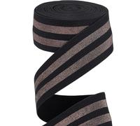 GORGECRAFT 4.7 Yardas*40mm Banda Elástica A Rayas de Color Chocolate Metálico Cinta Elástica Negra Cómoda Diadema con Rayas Brillantes para Cintura Costura Proyectos Artesanales Correas