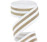 GORGECRAFT 4.7 yardas*40mm Banda Elástica A Rayas Plateadas Metálicas Cinta Elástica Blanca Cómoda Diadema con Rayas Brillantes para Cintura Costura Proyectos Artesanales Correas Accesorios de Prendas