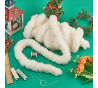 GORGECRAFT 4.8m Adorno de Piel de Conejo Artificial 5cm Tiras de Piel Sintética Esponjosa Beige Cinta de Artesanía Peluda de Piel Sintética Navideña Material de Vestuario Recorte para Manualidades