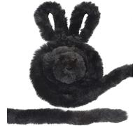 GORGECRAFT 4.8mX5cm Tiras de Piel Sintética Esponjosa Artificial Cinta de Adorno de Piel Sintética Negra Tubería de Piel Sintética de Conejo Manualidades Falsas Adornos de Costura Cinta Peluda