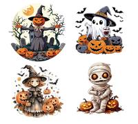 GORGECRAFT 4 calcomanía de Esqueleto para Ventana de Halloween 16cm con Forma de Calabaza Murciélago Fantasma Y Bruja Extraíble Reutilizable de PVC Anticolisión Alerta Estática para Puerta de Vidrio