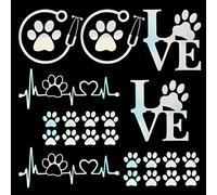 GORGECRAFT 4 Estilo Colorido Láser Reflectante Cachorro Pata Impresión Coche Adhesivo Adhesivo Impermeable Amor con Pata Estetoscopio Pegatina para Emblema Calcomanía Taza Parachoques Motos Equipaje