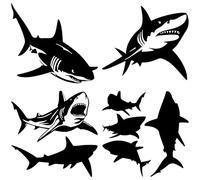 GORGECRAFT 4 Estilo de Calcomanía de Tiburón para Auto Calcomanías Reflectantes de Animales Marinos Y Oceánicos Vinilo Impermeable para Parachoques Decor Exterior Automotriz Auto Camión Arte Negro