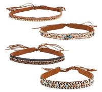 GORGECRAFT 4 Estilos Bandas para Sombrero de Vaquero Turquesa Étnico Occidental Ajustable Sombrero Tradicional Cinturones de Cuero Rural Clásico Mexicano Vaquera con Cuentas Sombreros Reemplazo